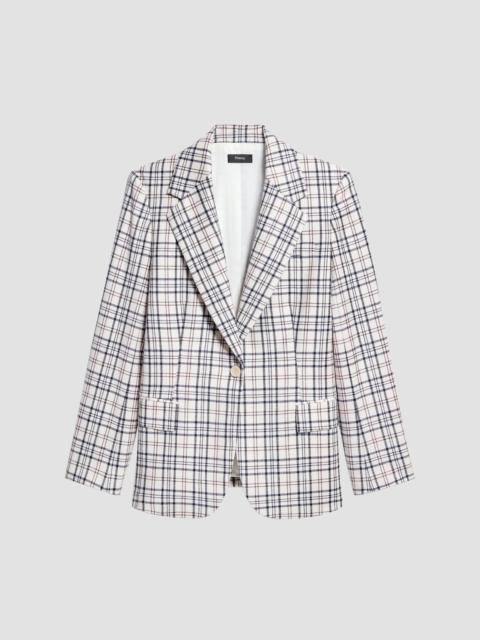 Theory Women's Lynnia Plaid Blazer - Cream Multi