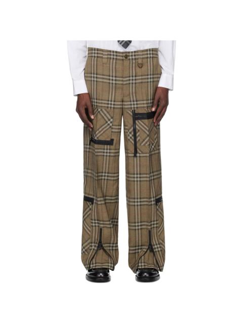 Burberry Brown Check Silk Blend Cargo Pants