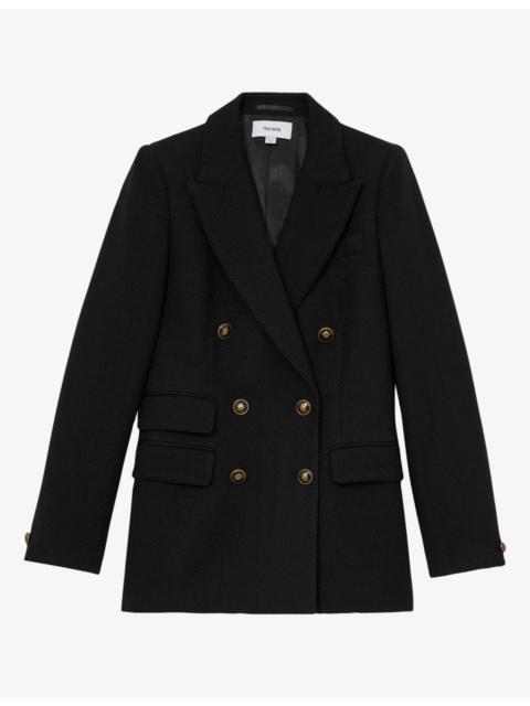 REISS Lauryn Peak-Lapel Wool-Blend Twill Blazer