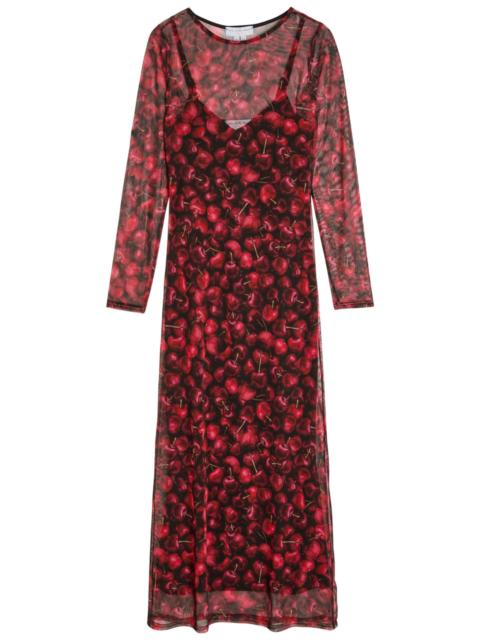 Never Fully Dressed Never Fully Dressed Soho Cherry-print Mesh Midi Dress