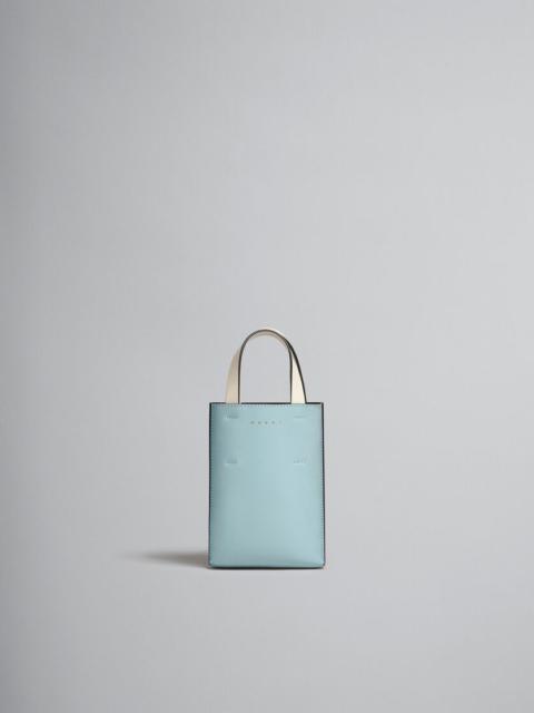 MUSEO NANO BAG IN WHITE LIGHT BLUE AND ORANGE LEATHER