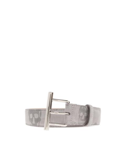 Alexander McQueen skull-print leather belt