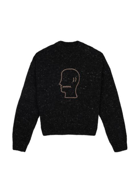 BRAIN DEAD Logohead Alpaca Crewneck Sweater - Charcoal