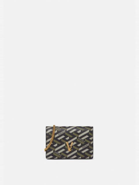 VERSACE Virtus La Greca Print Mini Chain Wallet