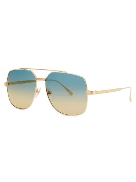 Cartier Cartier Santos De Cartier Gold-tone Aviator-style Sunglasses