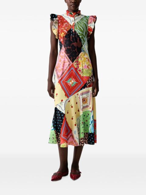 Never Fully Dressed patchwork ruffled midi dress