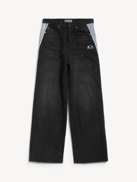 BALENCIAGA Men's Piping Detail Denim Pants in Black