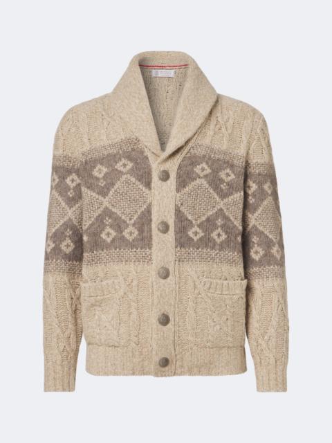 Brunello Cucinelli Jacquard wool, silk and cashmere cardigan