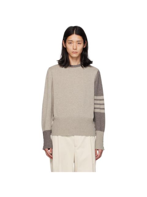 Thom Browne Taupe 4-Bar Sweater