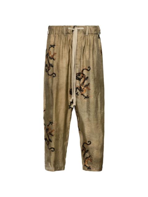 dragon-print tapered trousers