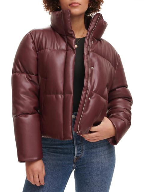 Water Resistant Faux Leather Puffer Jacket