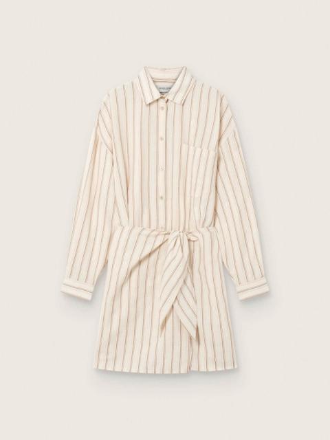 Golden Goose Women’s ecru cotton shirt dress with beige and brown stripes