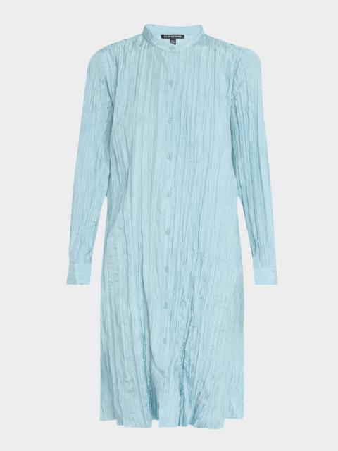 EILEEN FISHER Crinkled Silk Midi Shirtdress