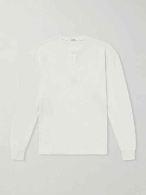 A.PRESSE Waffle-Knit Cotton and Cashmere-Blend Henley T-Shirt