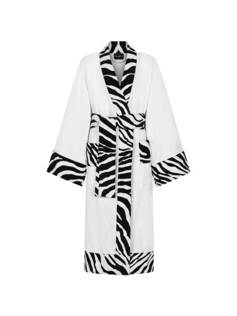 zebra-print cotton bathrobe