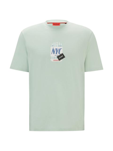 HUGO COTTON-JERSEY T-SHIRT WITH TRAVEL-TAG ARTWORK