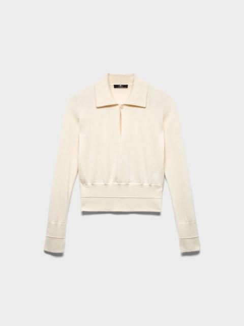 7 For All Mankind DOUBLE RIB POLO SWEATER in Cashmere