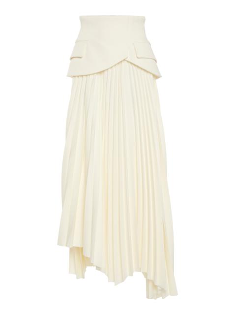 A.W.A.K.E. MODE Basque-Detailed Pleated Crepe Maxi Skirt ivory