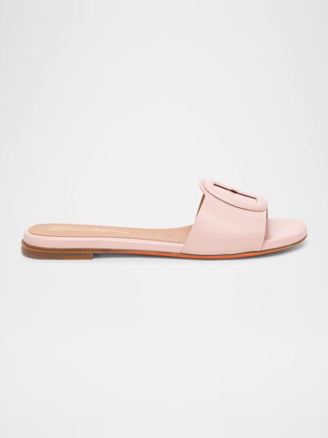 Santoni Marta Leather Buckle Flat Sandals