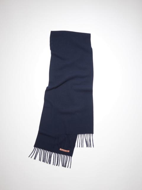 Skinny fringed wool scarf - Navy blue
