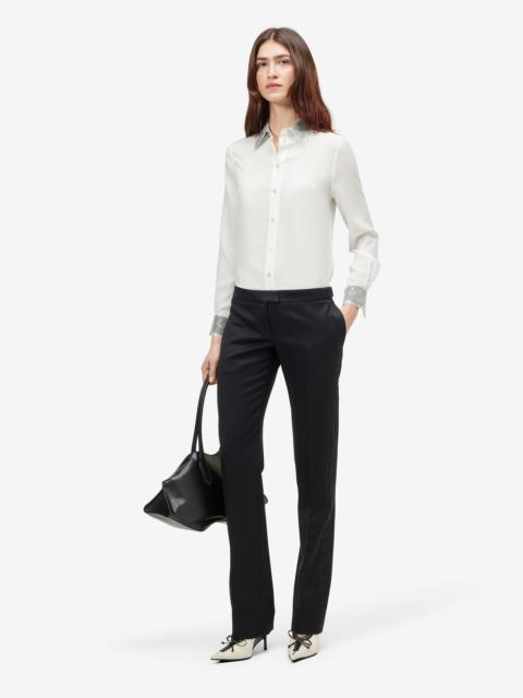 Alexander McQueen Women's Floral Lace Detail Shirt in Ivory
