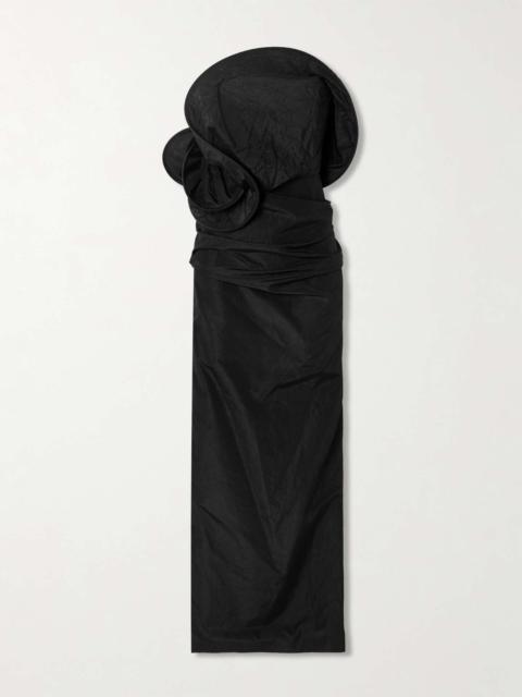 Strapless ruched silk-taffeta maxi dress