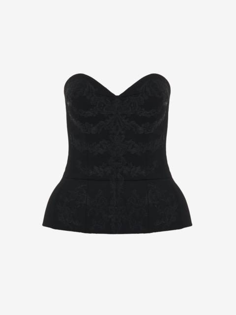Alexander McQueen Lace Ribcage Embroidery Corset Top