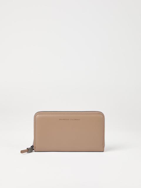 Brunello Cucinelli Calfskin wallet with shiny zipper pull