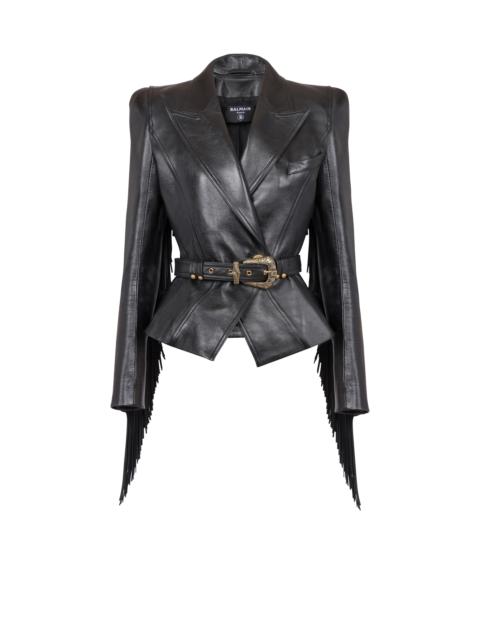 Balmain Jolie Madame fringed leather jacket