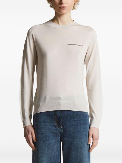 PESERICO embellished crew-neck sweater