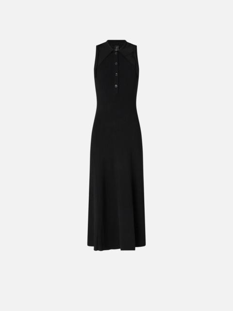 PINKO LONG RIBBED DRESS WITH BANDANA COLLAR