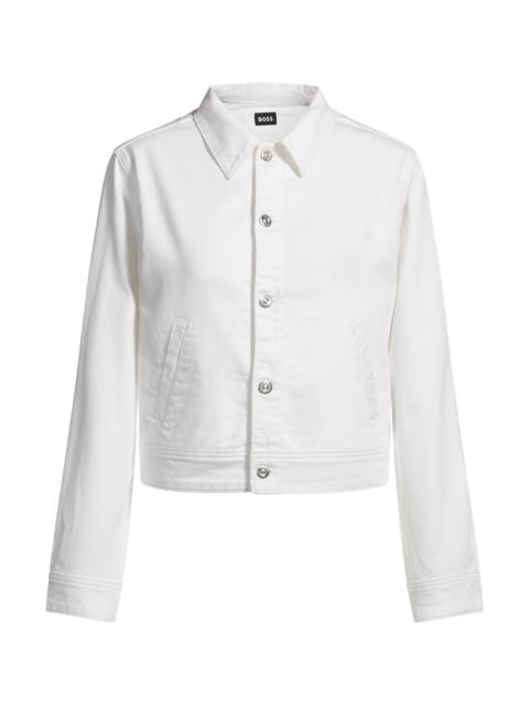 BOSS STRAIGHT-FIT DENIM JACKET IN WHITE EGYPTIAN COTTON