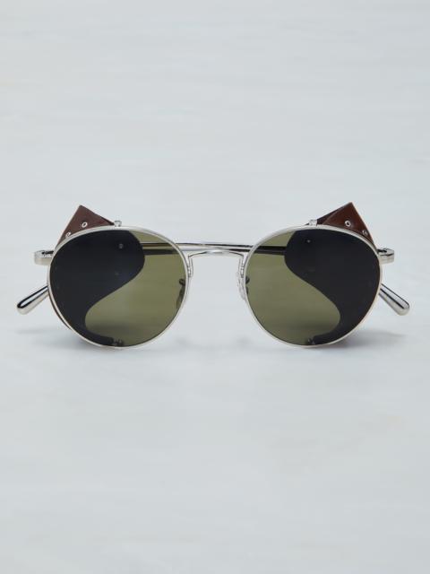 Brunello Cucinelli Cesarino metal sunglasses with leather side shield