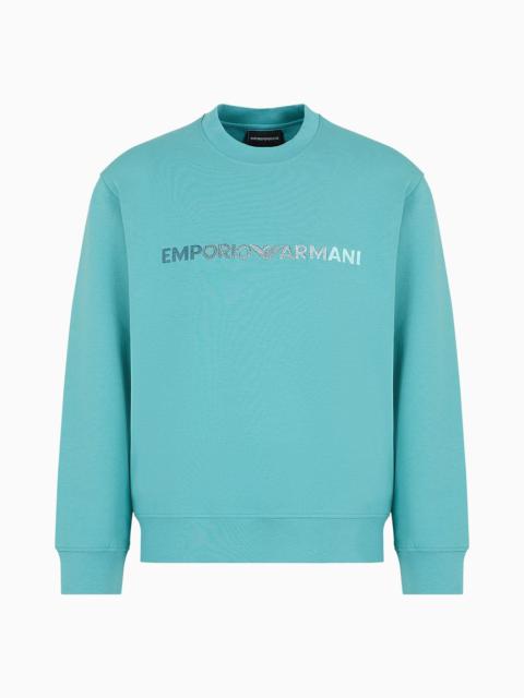 Double-jersey sweatshirt with Emporio Armani logo embroidery