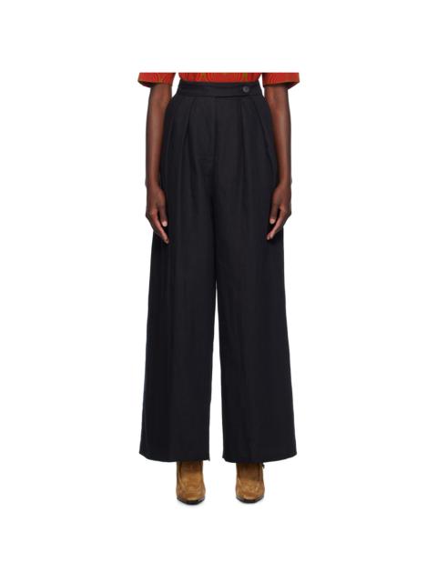 Black Wide Pleated Trousers