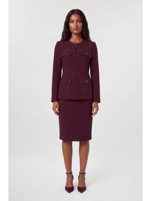 KAREN MILLEN Compact Stretch & PU Turn Lock Tailored Jacket