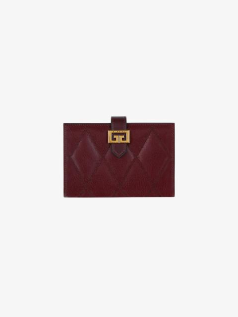 Givenchy GV3 long wallet in diamond quilted leather