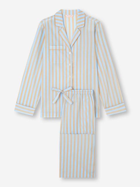 Derek Rose Women's Pajamas Amalfi 20 Cotton Batiste Blue