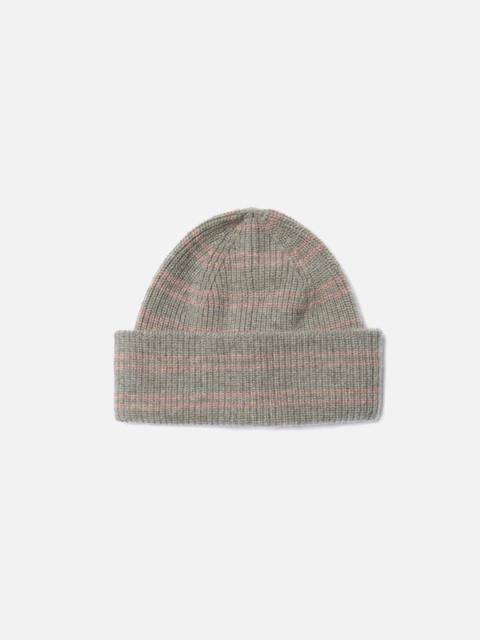 Wool Stripe Beanie Green Melange