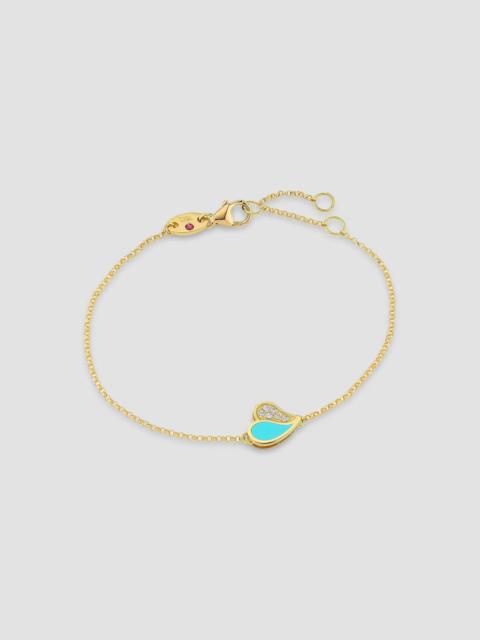 ROBERTO COIN Women's Amorino 18K Yellow Gold & 0.03 TCW Diamond Heart Charm Bracelet - Turquoise
