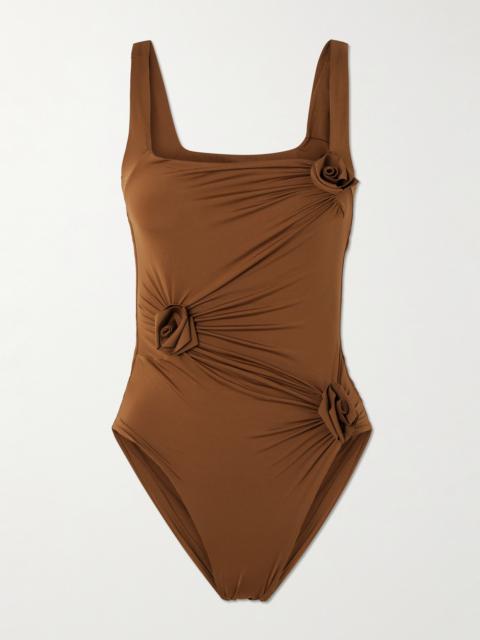 MAYGEL CORONEL Gemma Appliquéd Ruched Swimsuit