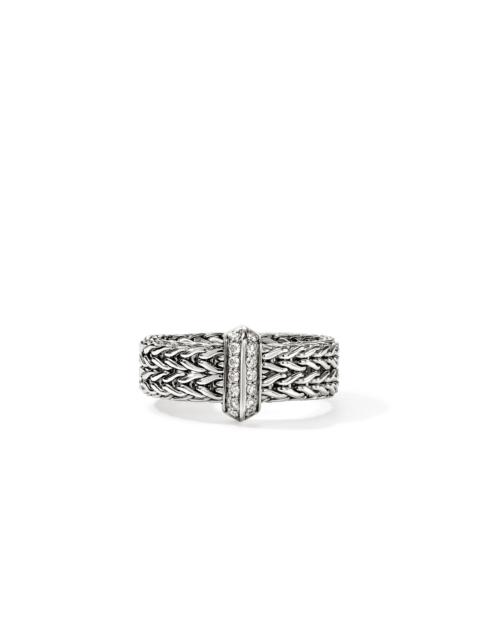 JOHN HARDY Icon Link Bar Ring, Sterling Silver, Diamonds, 6MM
