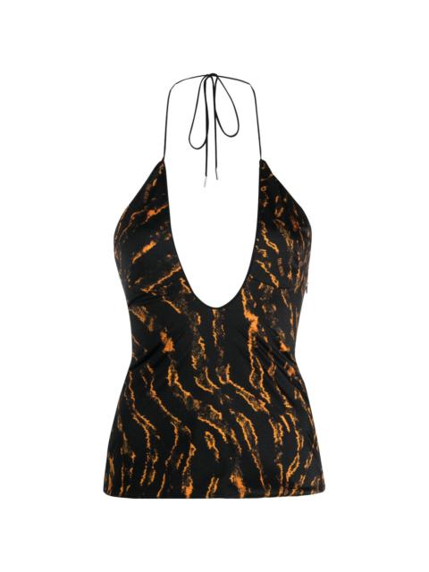 THE ATTICO abstract-print halterneck top