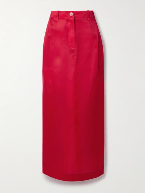 KHAITE Lucian Pleated Silk-organza Maxi Skirt