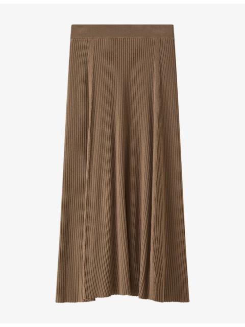 JOSEPH Hallie Rib Merino-Wool Blend Midi Skirt