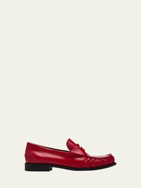 Prada 20mm Leather Moc-Toe Penny Loafers
