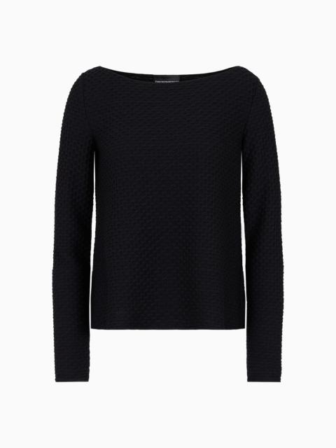 EMPORIO ARMANI ASV recycled jersey jacquard boat-neck flared jumper