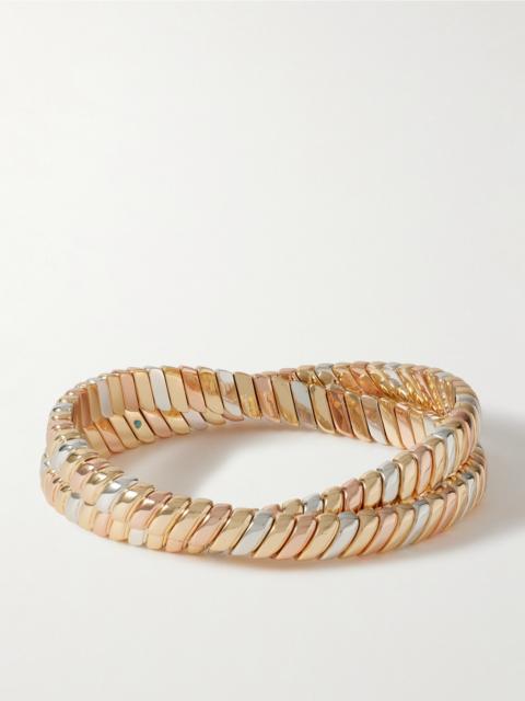 ROXANNE ASSOULIN The Double Cobra Silver-, Gold- And Rose Gold-tone Bracelet