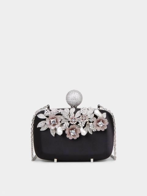 Boite De Nuit Bouquet Strass Clutch Bag in Satin