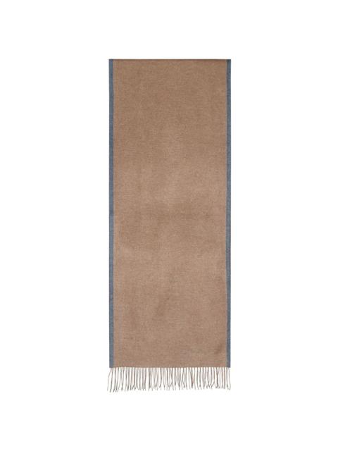two-tone fringed-edge silk scarf